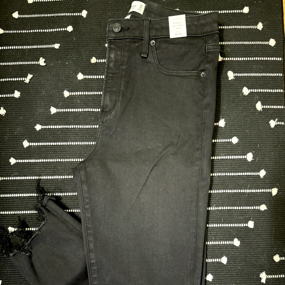 Abercrombie & Fitch Curve Love High Rise Super Skinny Destructed Ankle Denim